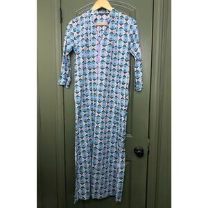 NWT Ro's Garden Asha Long Maxi Kurta Kaftan Dress Sikkim Lilac Blue Purple XS